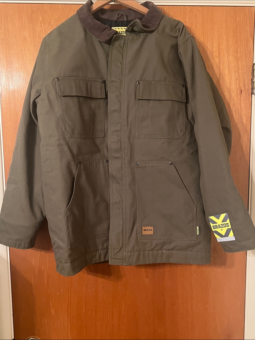 BRAZOS Men’s Workwear Insulated Barn Jacket in Olive Night color MSRP: 69.99